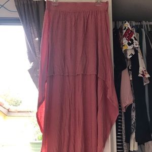 A pink asymmetrical skirt